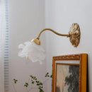 Axyaa Copper Flower Glass Wall Lamp: Vintage Chic Bedroom Lighting for American Living Spaces