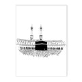 Kaaba Al Aqsa Mosque Black White Islamic Calligraphy Wall Art Canvas Print by Axyaa