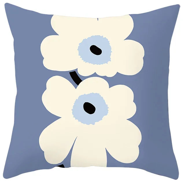 Axyaa Abstract Geometric Pillowcase in Nordic Blue Purple - Peach Skin Fabric