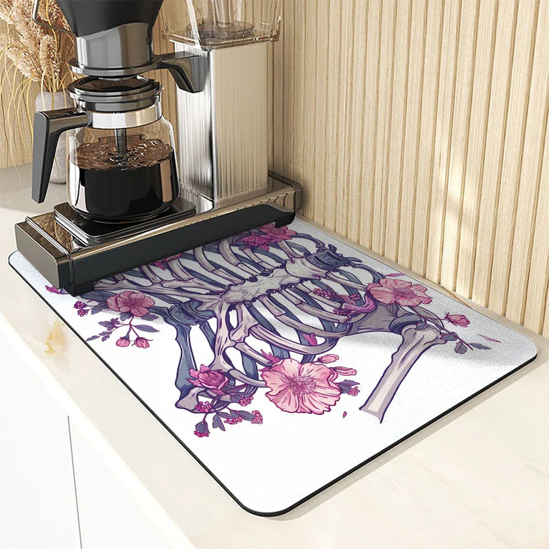 Axyaa Halloween Diatom Mud Kitchen Drain Pads Set for Tableware & Coffee Machine