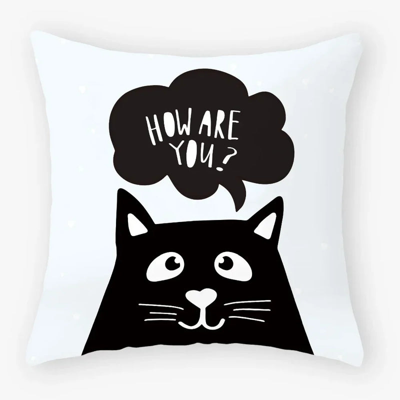Axyaa Black Cat Pillowcase 45*45 Sofa Car Home Decor Cushion Cover