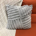 Axyaa Winter Rabbit Fleece Striped Throw Pillowcase in Solid Color