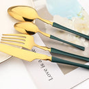 Axyaa Stainless Steel Cutlery Set - 4Pcs Western Dinnerware Knife Fork Spoon Teaspoon
