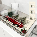 Axyaa Coffee Mat: Christmas Absorbent Draining Mat with Rubber Backing