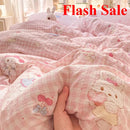 Axyaa Cloud Super Soft Kapok Mattress in Cream Wind Wrinkled Double-Layer Yarn - 4-Piece Set
