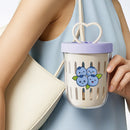 Axyaa Double-Layer Oat Container with Fork, Leak Proof Salad Cup