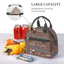 Axyaa Coffee Words Insulated Lunch Bag: Thermal Cooler Tote for School, Work, Picnic