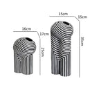 Axyaa Striped Resin Vase: Abstract, Black & White Geometric Home Decor, Terrarium, Crafts