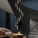 Axyaa Water Drop LED Chandelier for Revolving Stair Lighting in Luxury Villa