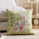 Embroidered Floral Rabbit Pillow Cover Axyaa 18x18inch White Pink Green