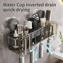 Axyaa Toothbrush & Mouthwash Cup Holder: No-Drill Bathroom Storage Rack