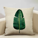Axyaa Tropical Palm Leaf Cushion Cover 45x45cm Linen Pillowcase