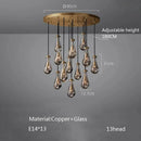 Axyaa Large Water Droplets Glass LED Chandelier for Modern Living Spaces