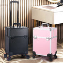 Axyaa Large Cosmetic Trolley Case with Key, Aluminum Professional Makeup Organizer