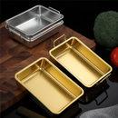 Axyaa Stainless Steel Snacks Plate with Handle, Korean Style Food Storage Trays