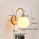 Axyaa Modern LED Wall Light: Glass Iron Wood Nordic Bedside Lamp for Home Decor
