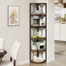 Axyaa 6 Tier Tall Rustic Corner Bookshelf Standing Shelving Unit
