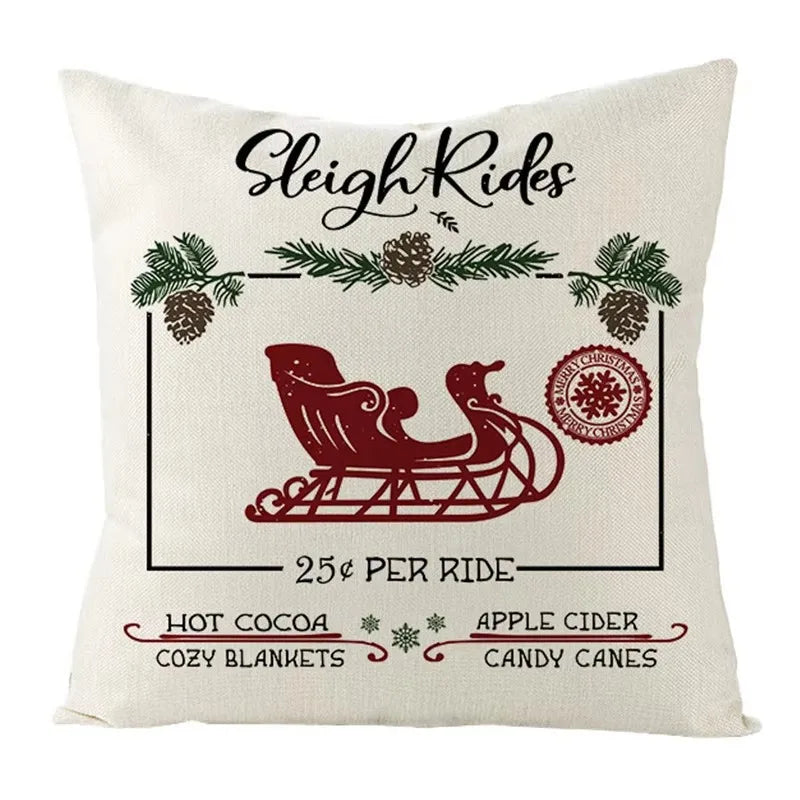 Axyaa Christmas Linen Square Pillow Case 45X45CM