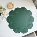 Axyaa Floral Green Embossed Faux Leather Placemats Set - Perfect for Home, Hotel, or Restaurant
