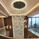 Axyaa Crystal Chandelier Stair Pendant Lamp Living Room Interior Lighting