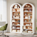 Axyaa White Arched Bookshelf with Storage Shelves, 8-Tier Open Display Shelving