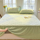 Axyaa Rabbit Velvet Bed Skirt - Simple Solid Color, Double Spell, Autumn and Winter
