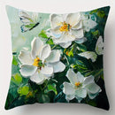 Axyaa Green Fresh Flower Sofa Pillow Case Set, 4 Pieces