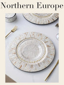 Axya Light Luxury Shell Table Runner & Round Trays for Elegant Tableware Arrangement