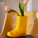 Axyaa Ceramic Boots Vase: Desk, Flowers, Artificial Arrangement for Room Aesthetic Decor