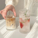 Axyaa Striped Glass Cup for Coffee, Juice, Milk - Ideal for Home & Hospitality