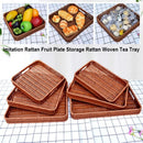 Axyaa Rattan Woven Fruit Tray, Storage Basket, Tea Tray, Picnic Snacks Organizer