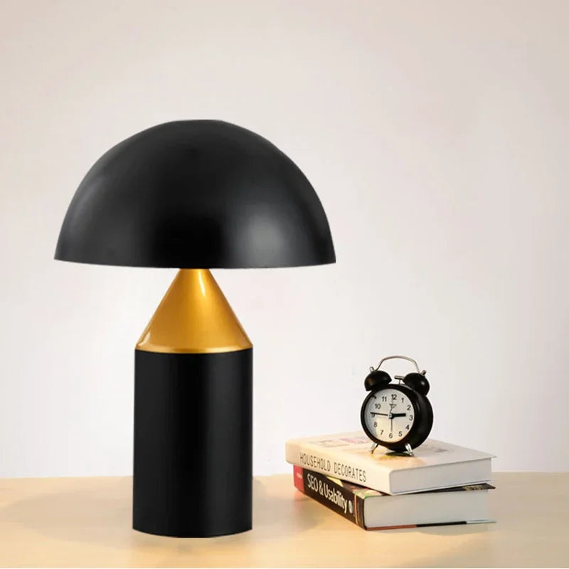 Axyaa Nordic Mushroom Table Lamp in White/Black/Gold - Elegant Lighting for Bedroom & Dining Room
