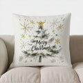 Axyaa Christmas Tree & Snowflake Pillow Cover for Sofa, Bedroom, Car
