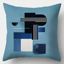 Axyaa Geometric Blue & White Pillow Covers, 17.7" Square, Contemporary Home Decor