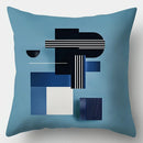 Axyaa Abstract Blue & White Geometric Pillow Covers, 17.7" Square, Polyester, Contemporary Home Decor