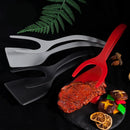 Axyaa Nylon Grip Flip Tongs - 2 in 1 Steak & Egg Spatula Clamp