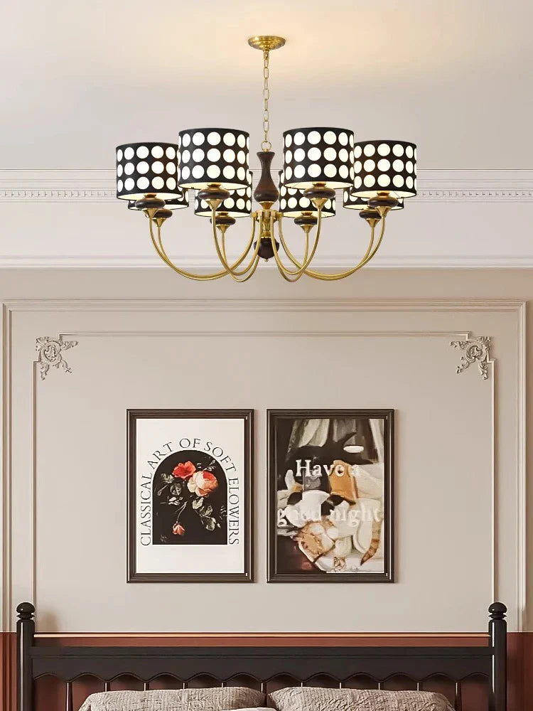 Axyaa Polka Dots Chandelier: Retro Style Round Pendant Lamp for Home Decor