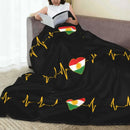 Axyaa Kurdish Heartbeat Flag Velvet Throw Blanket - Cozy Home Office Bedspread