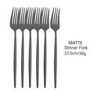 Axyaa Matte Stainless Steel Dinner Fork Set - 6Pcs Gold Silverware Flatware