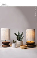 Axyaa Walnut Wood Bedside Table Lamp - Japanese Style Retro Solid Wood Designer