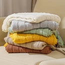 Axyaa Tassel Blanket: Acrylic Cashmere Soft Throw Cover for Home Decor & Nap Warmth