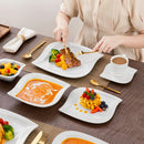 Axyaa Marble Grey Ivory White Ceramic Dinnerware Set - 36 Piece