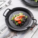 Axyaa Black Ceramic Steak Plate Double Ear Salad Dessert Bread Molecular Cuisine Dishes