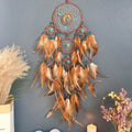 Axyaa Five-ring Tree of Life Dream Catcher with Natural Feathers
