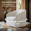 Axyaa Swivel Barrel Accent Chair, Chenille Upholstered Modern Armchair with Removable Cushion
