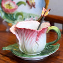 Axyaa Butterfly Ceramic Coffee Cup Set with Spoon & Tray