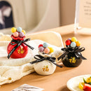 Axyaa Ceramic Stainless Steel Fruit Fork Set with Cute Fruit Sign Storage Jar.