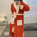 Axyaa Women's Plush Velvet Bathrobe | Warm Winter Dressing Gown & Pajamas