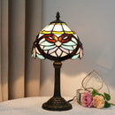 Axyaa Baroque Style Stained Glass Table Lamp Vintage Desk Small Bedside Bedroom Office Reading