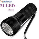 Axya 395nm UV Flashlight 21 LED Ultraviolet Mini Torch for Pet Urine Stain Scorpion Detection